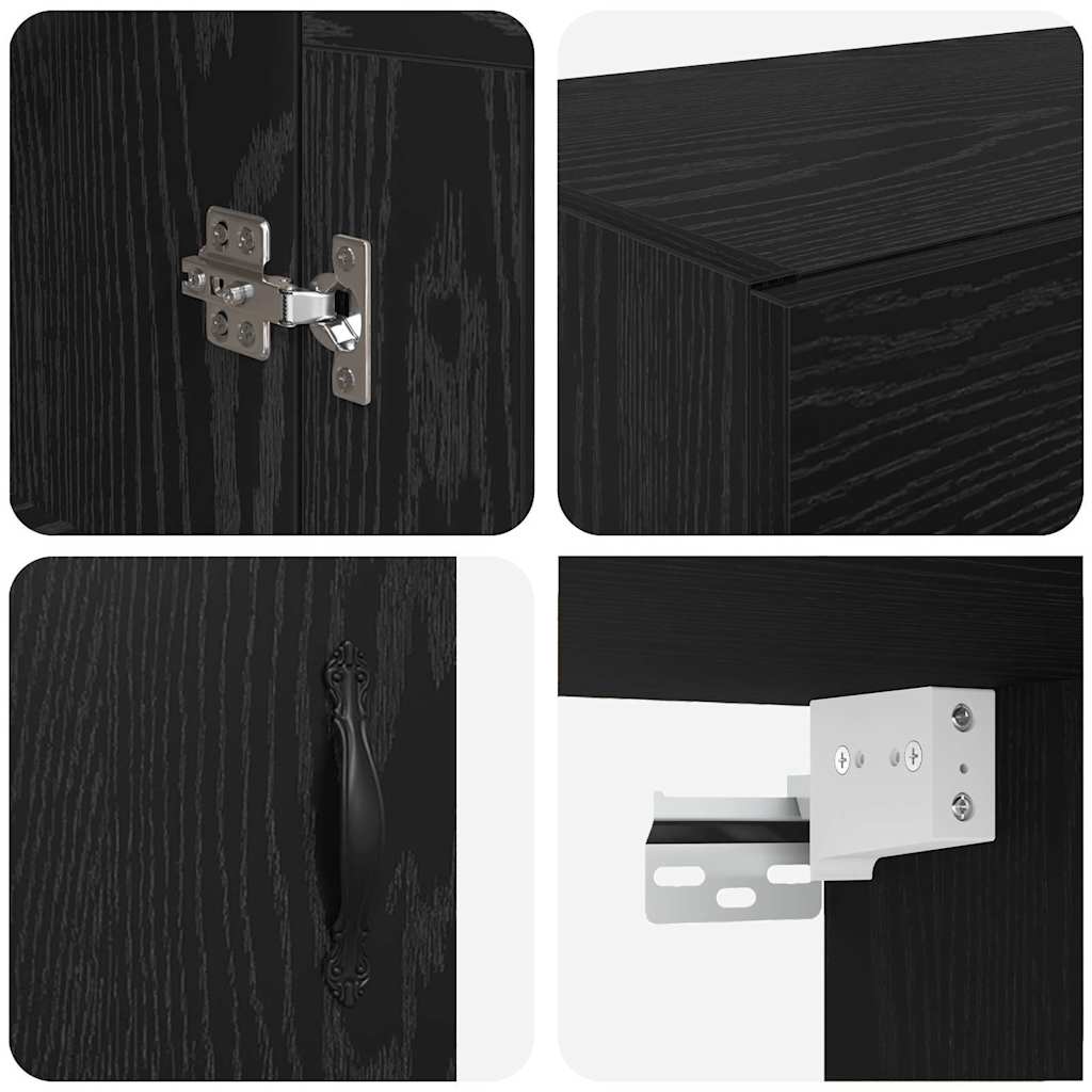 Wandschrank Schwarz Eichen-Optik 69,5 x 34 x 90 cm