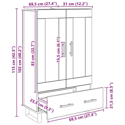 Highboard Artisan-Eiche 69,5 x 31 x 115 cm Holzwerkstoff