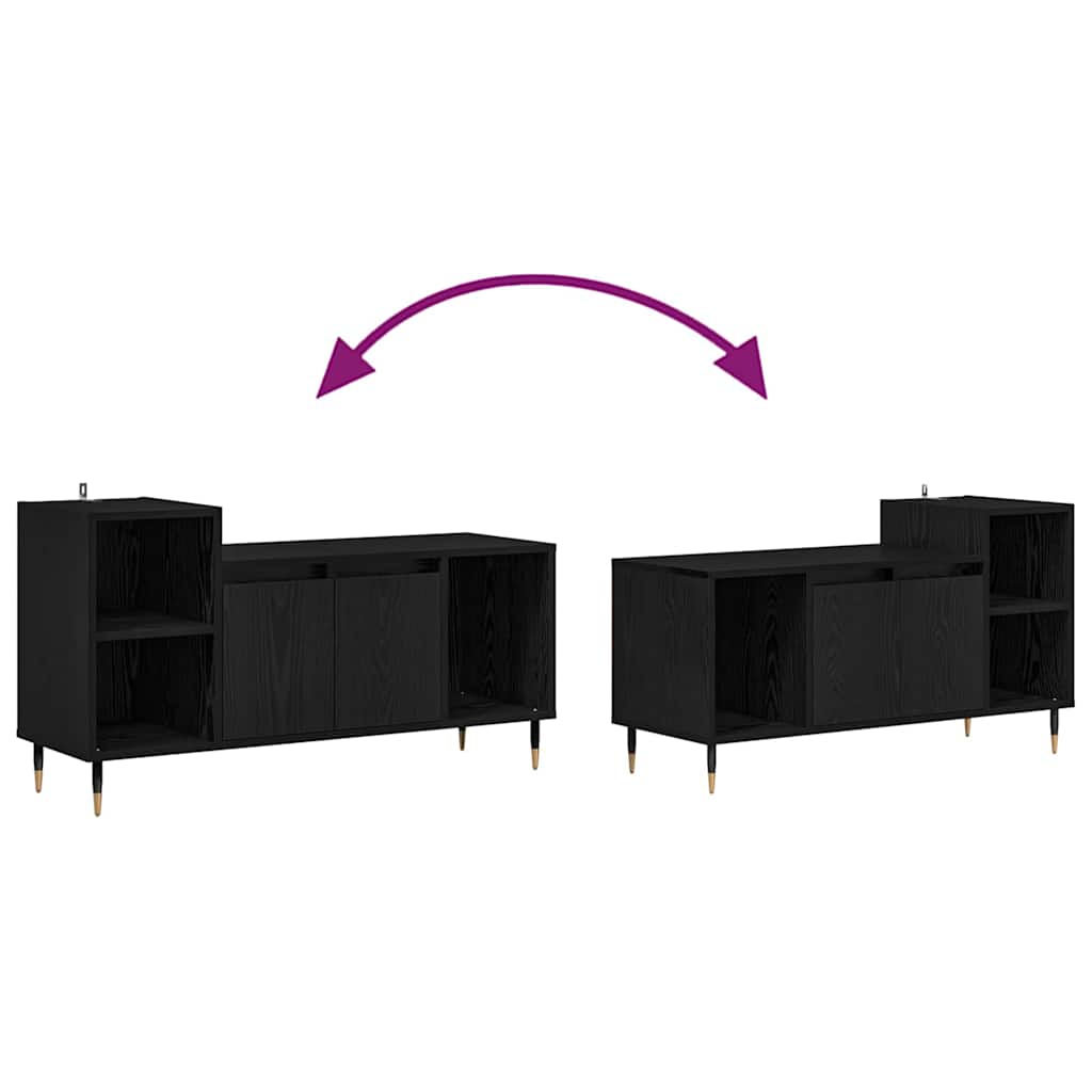 TV-Schränk Schwarz Eichen-Optik 100 x 35 x 55 cm Holzwerkstoff