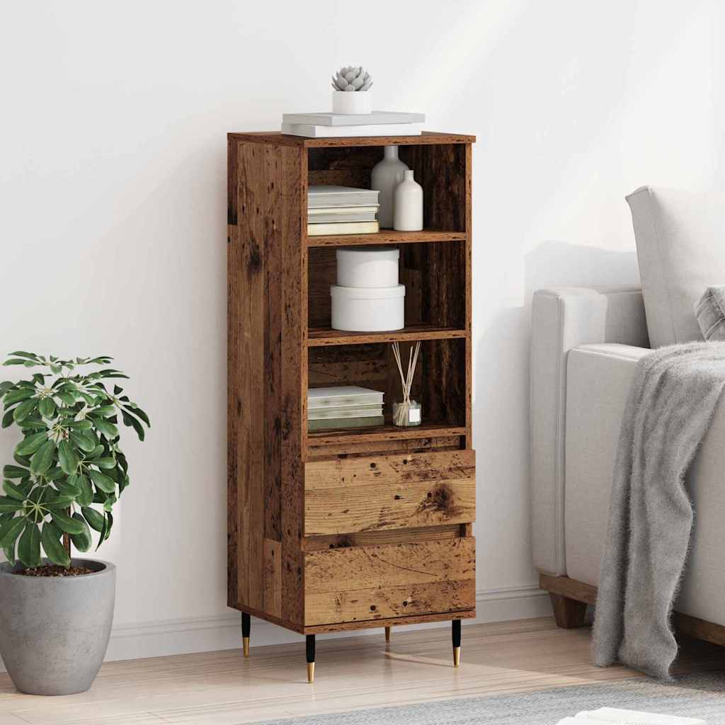 Highboard mit Schubladen Altholz 40 x 36 x 110 cm Holzwerkstoff