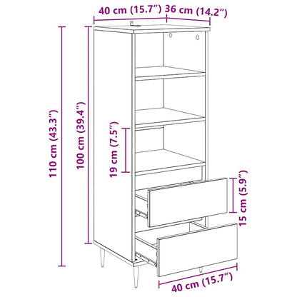 Highboard mit Schubladen Altholz 40 x 36 x 110 cm Holzwerkstoff