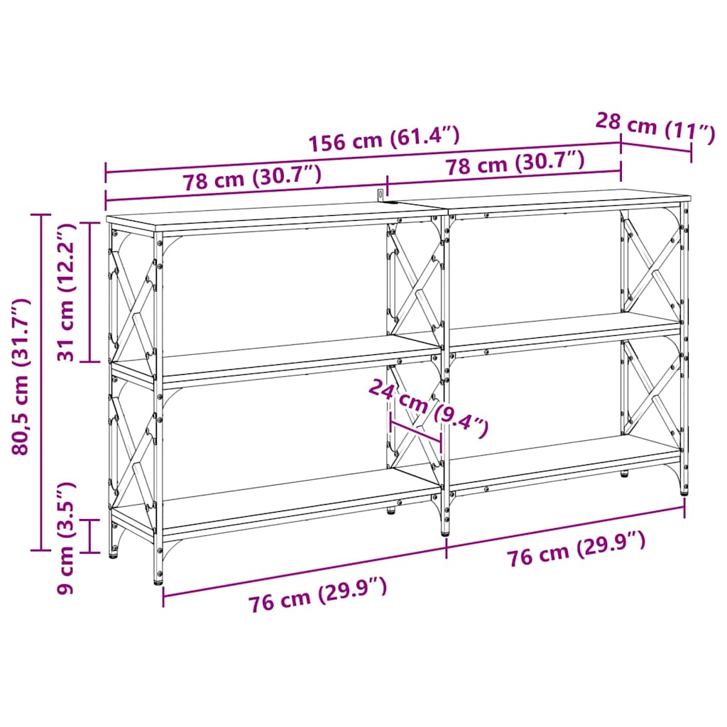 Konsolentisch Altholz 156 x 28 x 80,5 cm Holzwerkstoff