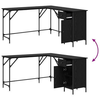 Schreibtisch Schwarz Eichen-Optik 141 x 141 x 75 cm