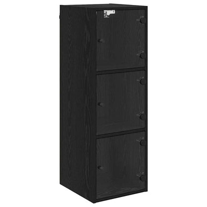 Wandschrank Schwarz Eichen-Optik 35 x 37 x 102 cm Holzwerkstoff