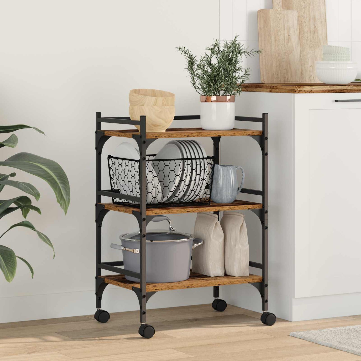 Küchentrolley Altholz 50 x 35 x 75,5 cm Holzwerkstoff