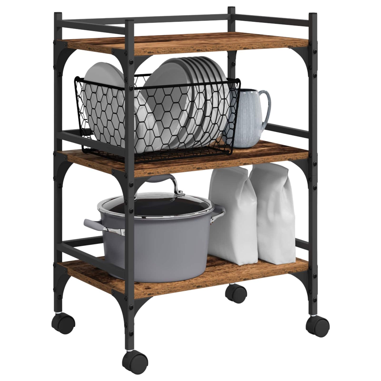 Küchentrolley Altholz 50 x 35 x 75,5 cm Holzwerkstoff