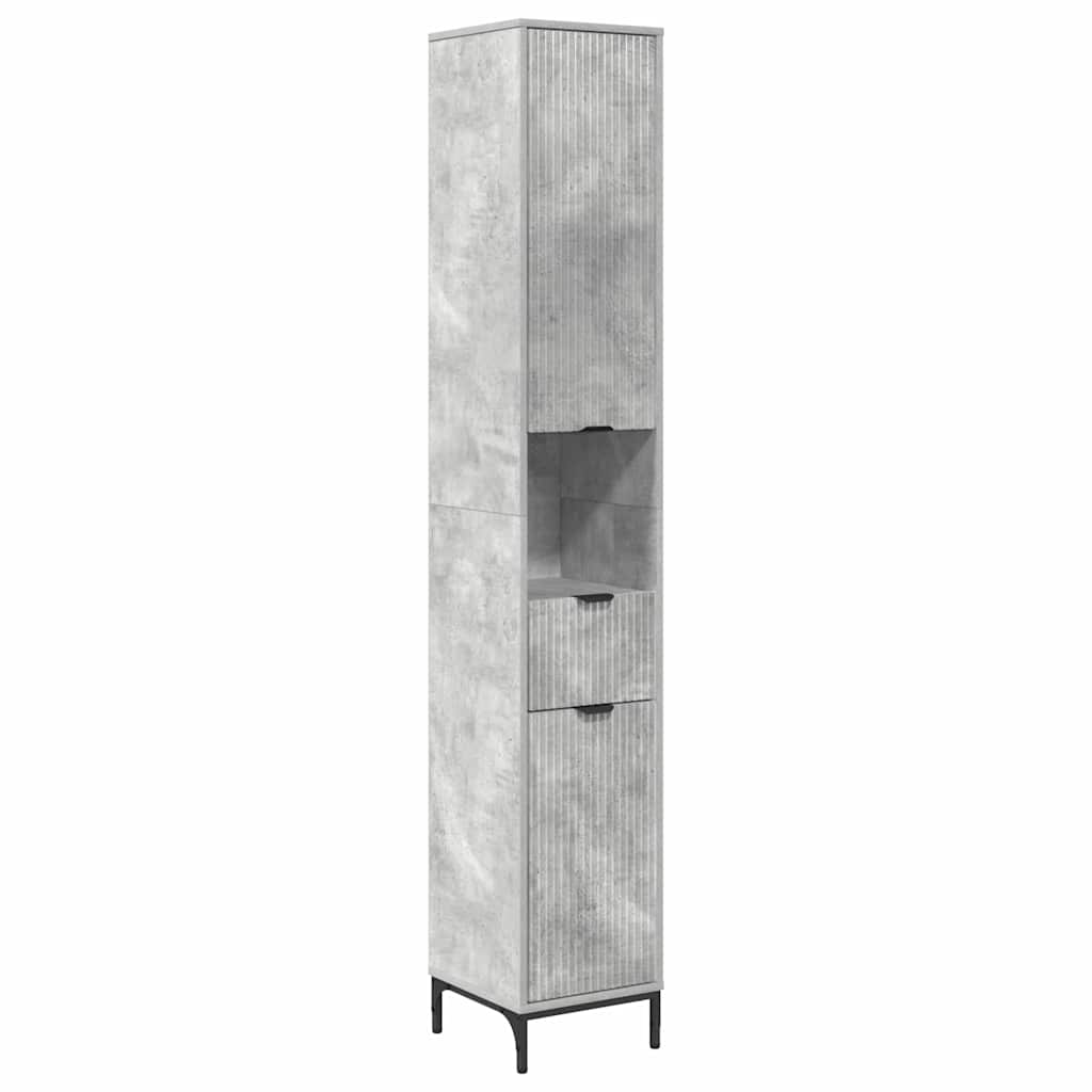 Badezimmerschrank mit Schubladen Beton Grau 31,5 x 33 x 190 cm