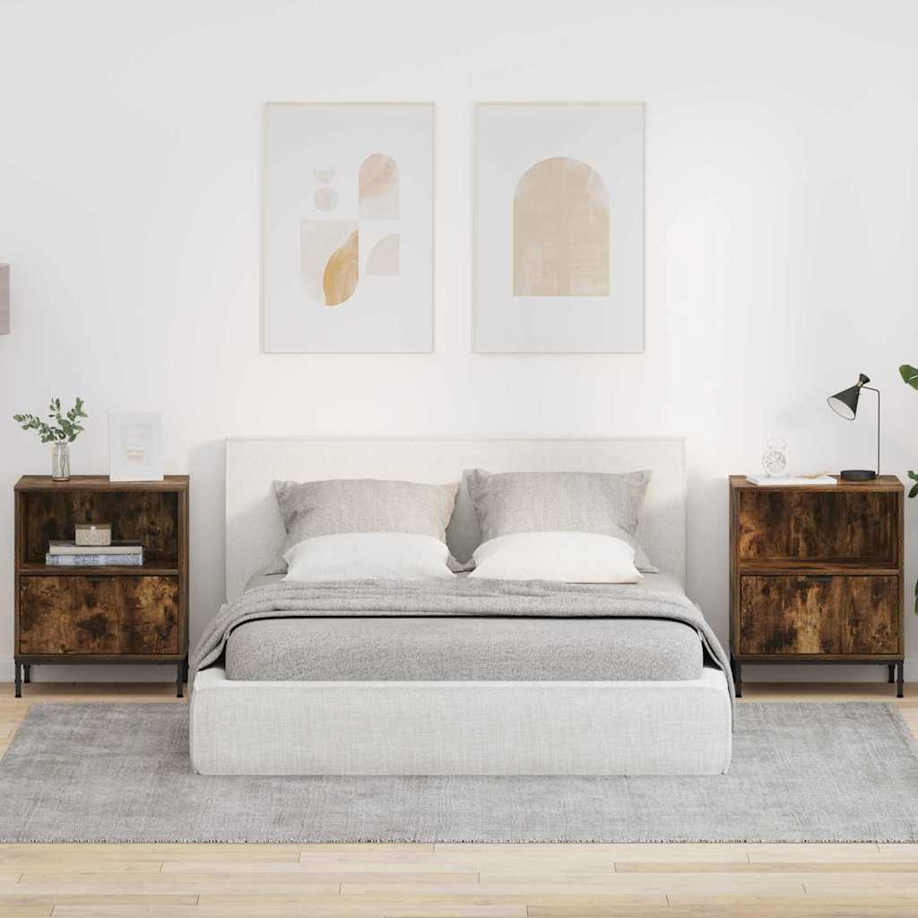 Nachttisch 2 pcs Räuchereiche 49 x 36 x 61 cm Holzwerkstoff