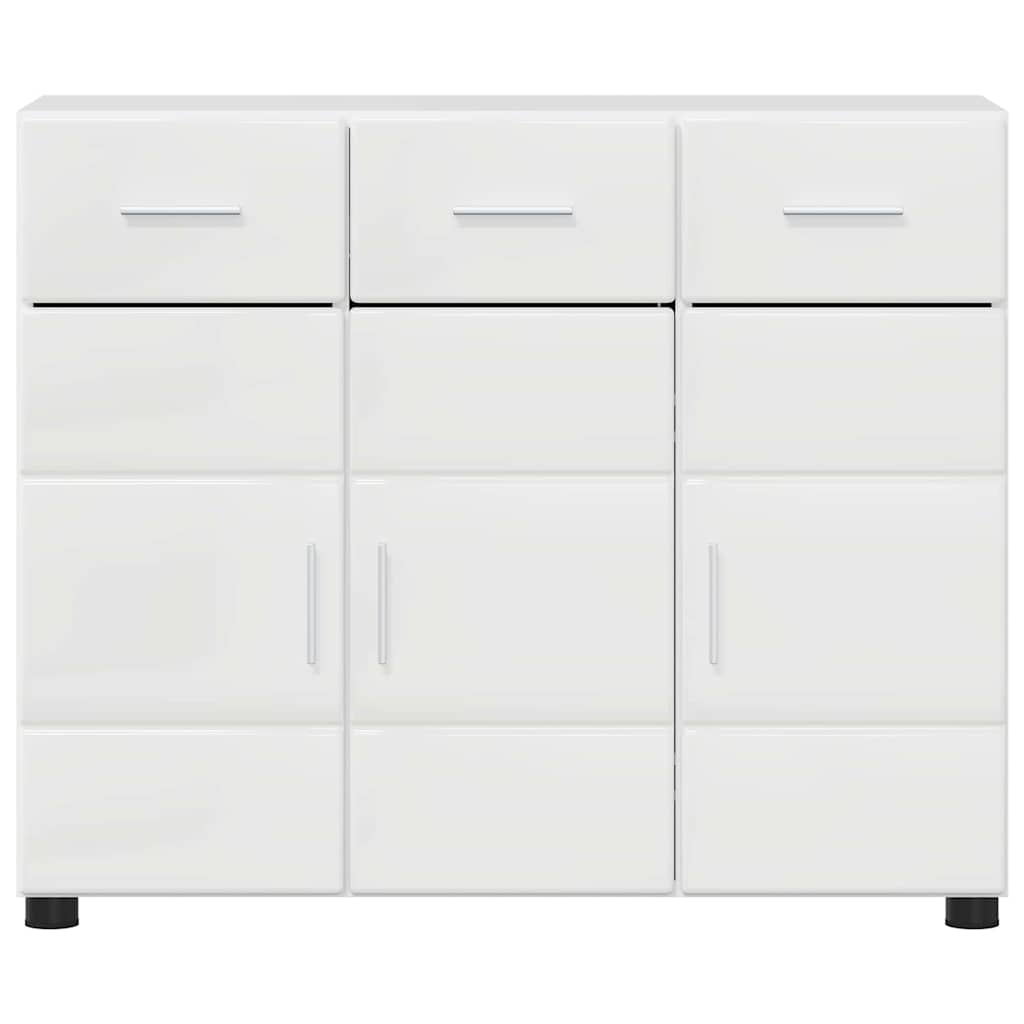 Sideboard mit Regal FLORIN Hochglanz Weiß 88,5 x 30,5 x 73 cm