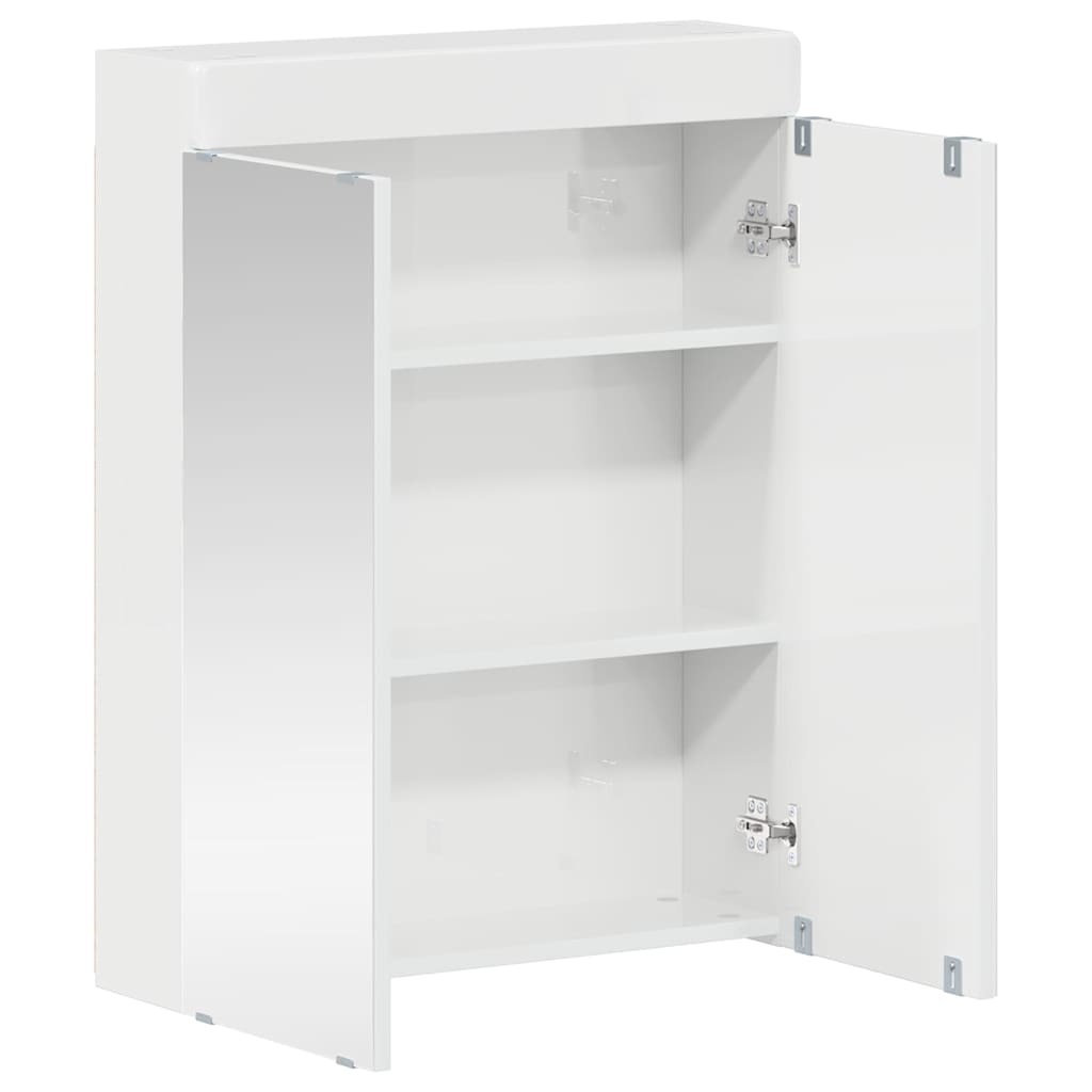 Badezimmerspiegelschrank TULUM Hochglanz Weiß 60 x 16,5 x 78 cm