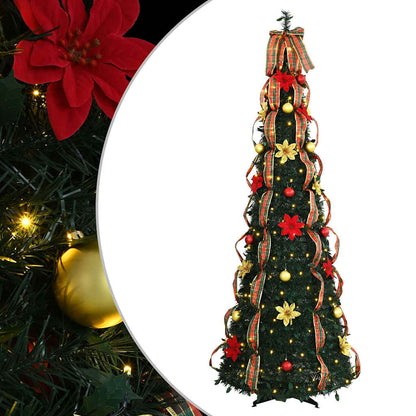 Künstlicher Weihnachtsbaum mit 150 LEDs Grün 185 cm PVC