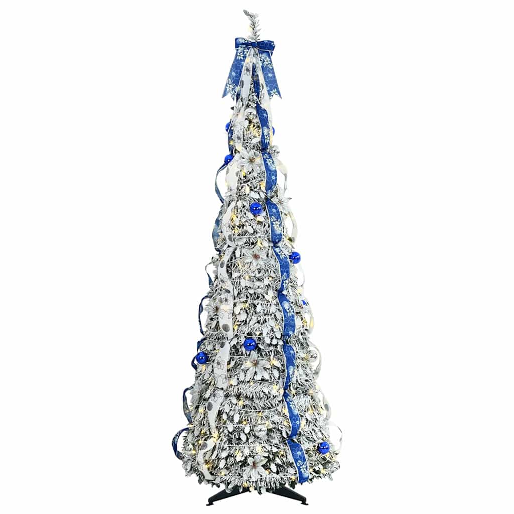Künstlicher Weihnachtsbaum mit 150 LEDs Weiß 180 cm PVC