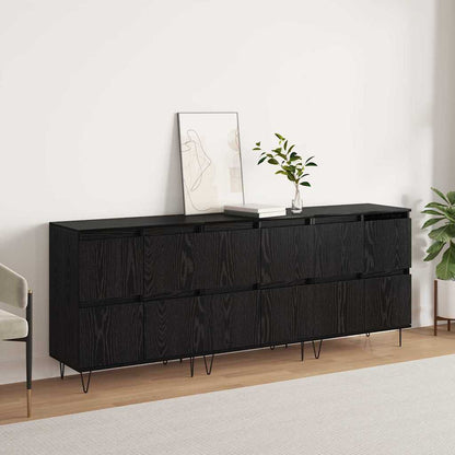 Sideboards 3 pcs Schwarz Eichen-Optik 180 x 35 x 70 cm