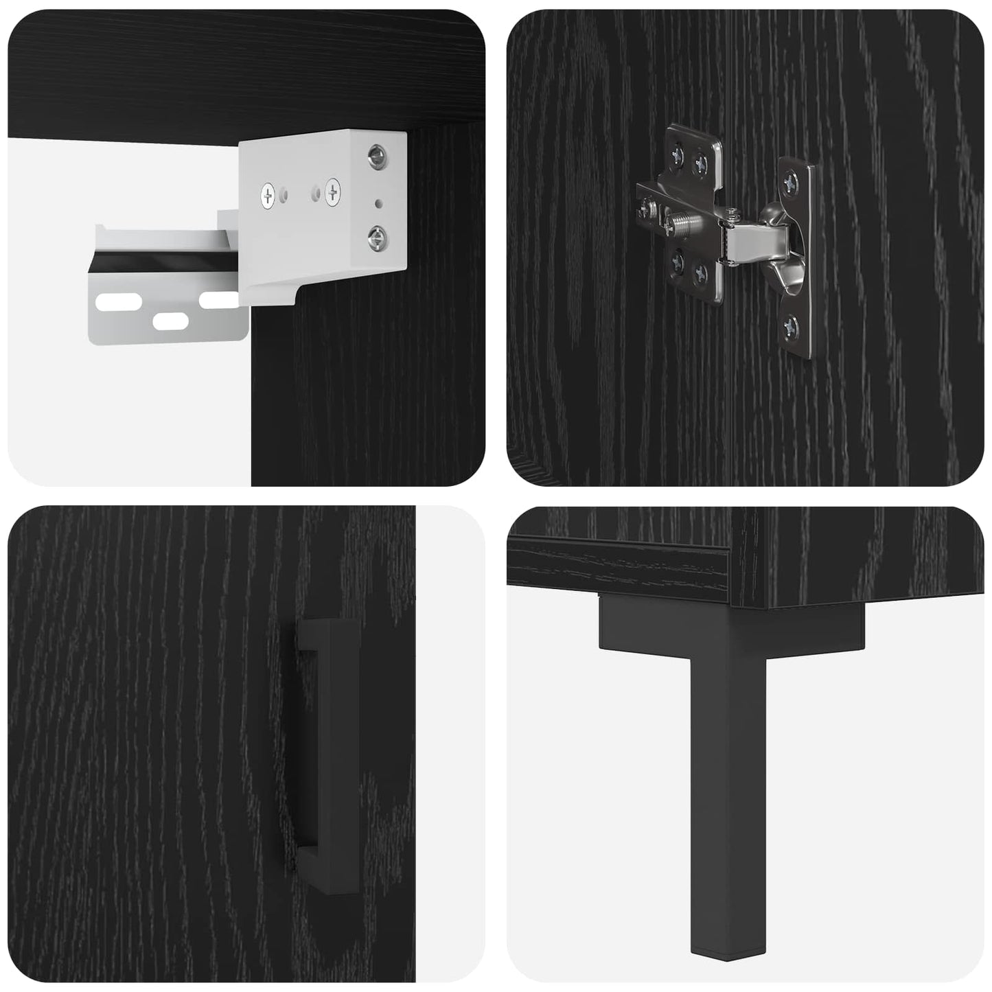 Highboard Schwarz Eichen-Optik 69,5 x 34 x 180 cm Holzwerkstoff