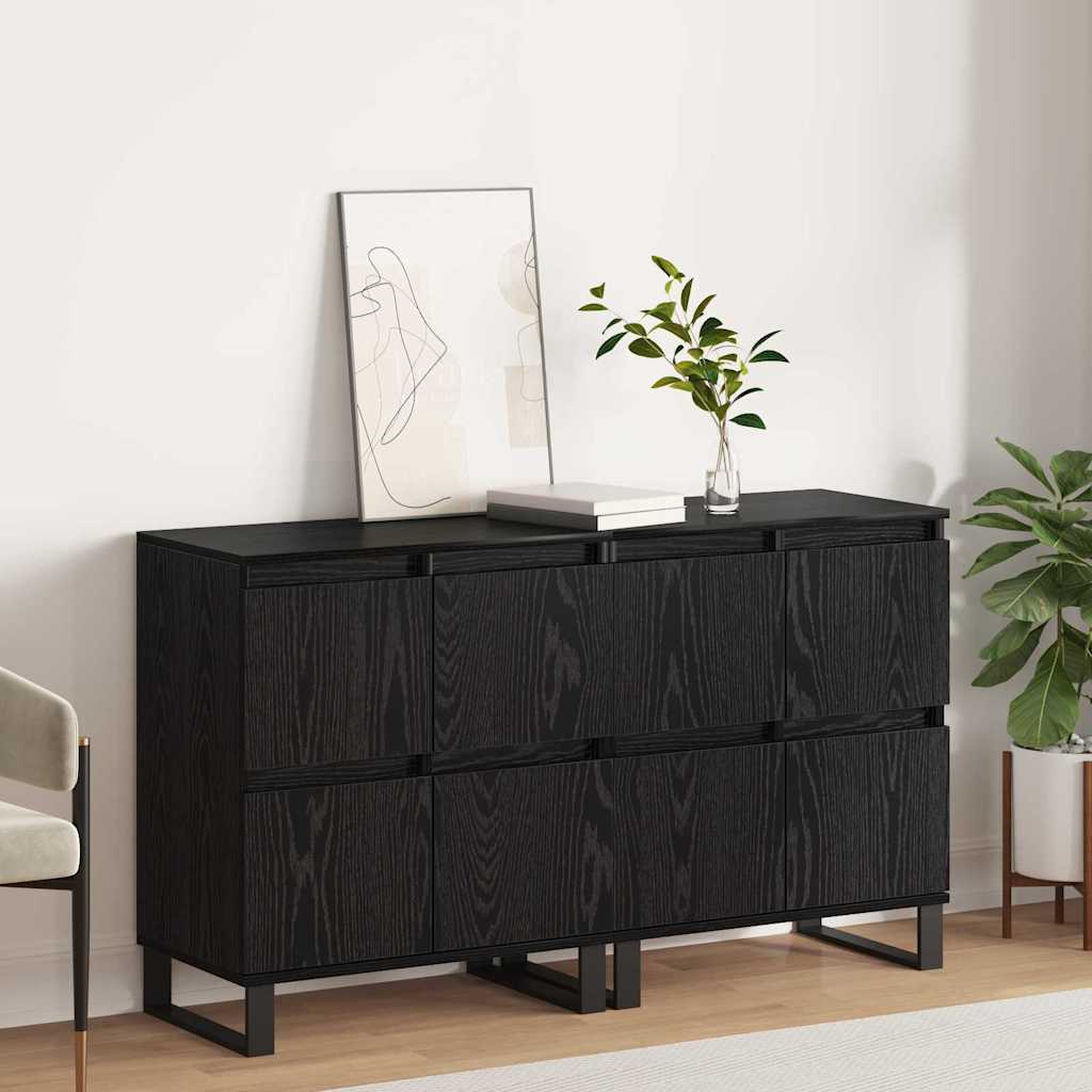 Sideboard 2 pcs Schwarz Eichen-Optik 60 x 35 x 70 cm