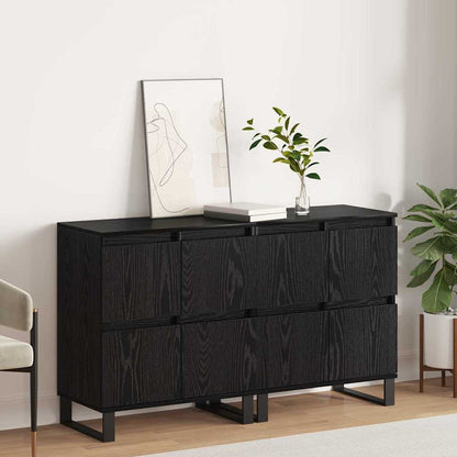 Sideboard 2 pcs Schwarz Eichen-Optik 60 x 35 x 70 cm