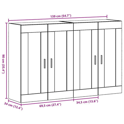 Wandmontierte Schränke 2 pcs Altholz 69,5 x 34 x 90 cm