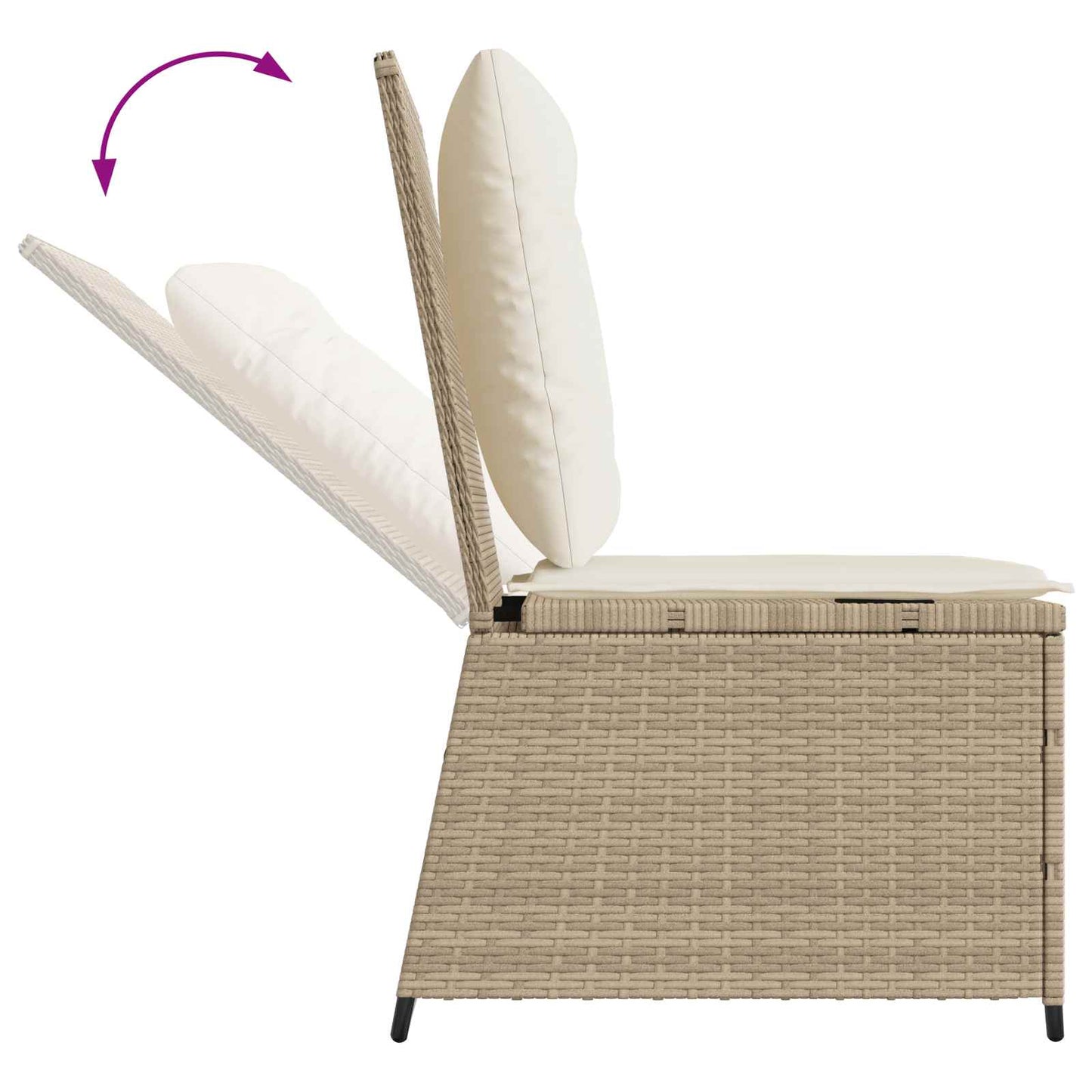 Garten-Sofa mit Kissen Schwarz und Cremeweiß Poly-Rattan