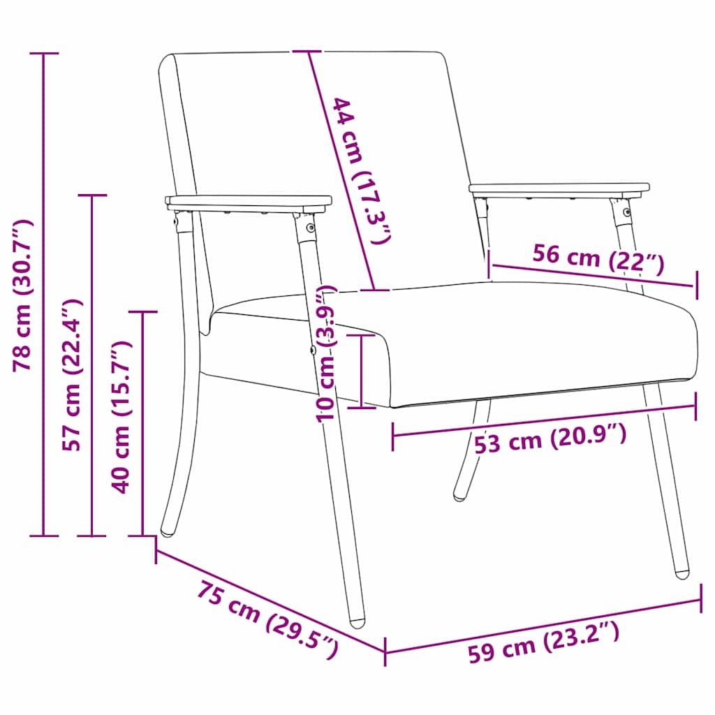 Sessel Dunkelgrau 59 x 75 x 78 cm Stoff