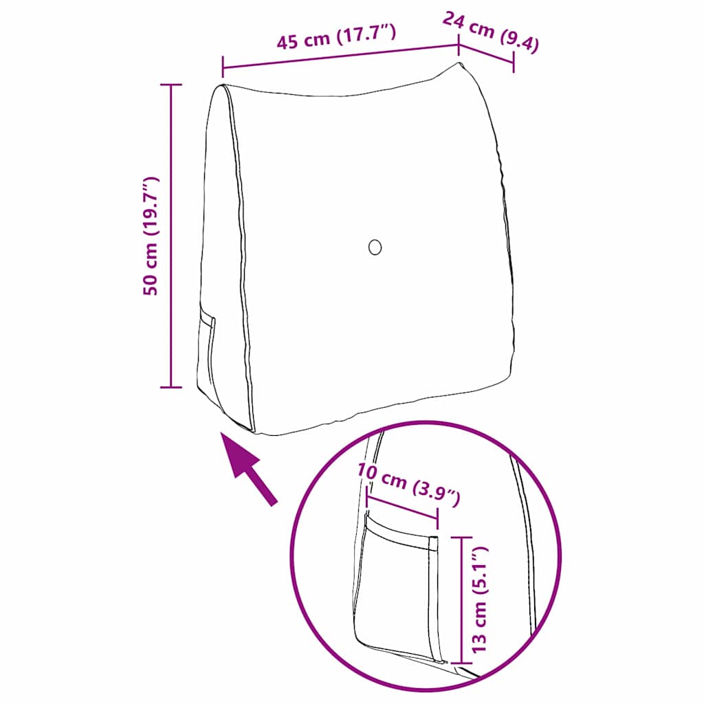 Rückenkissen Meergrün 45 x 24 x 50 cm Samt