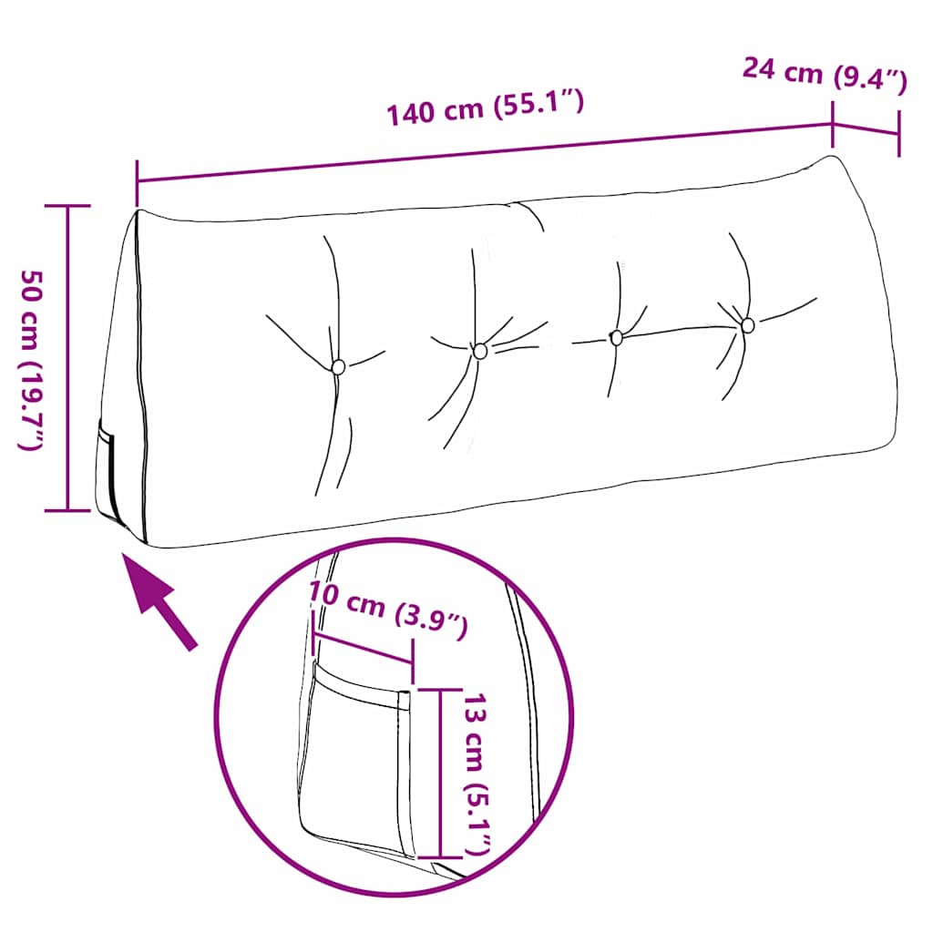 Rückenkissen Rosa 140 x 24 x 50 cm Samt