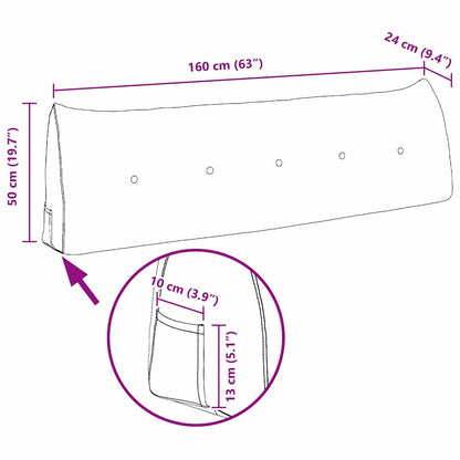 Rückenkissen Blau 160 x 24 x 50 cm Samt