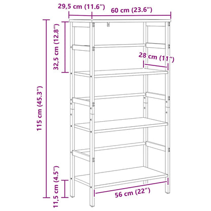 Bücherregal Graues Sonoma 60 x 29,5 x 115 cm Holzwerkstoff