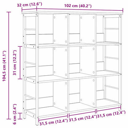 Bücherregal Schwarz Eichen-Optik 102 x 32 x 104,5 cm
