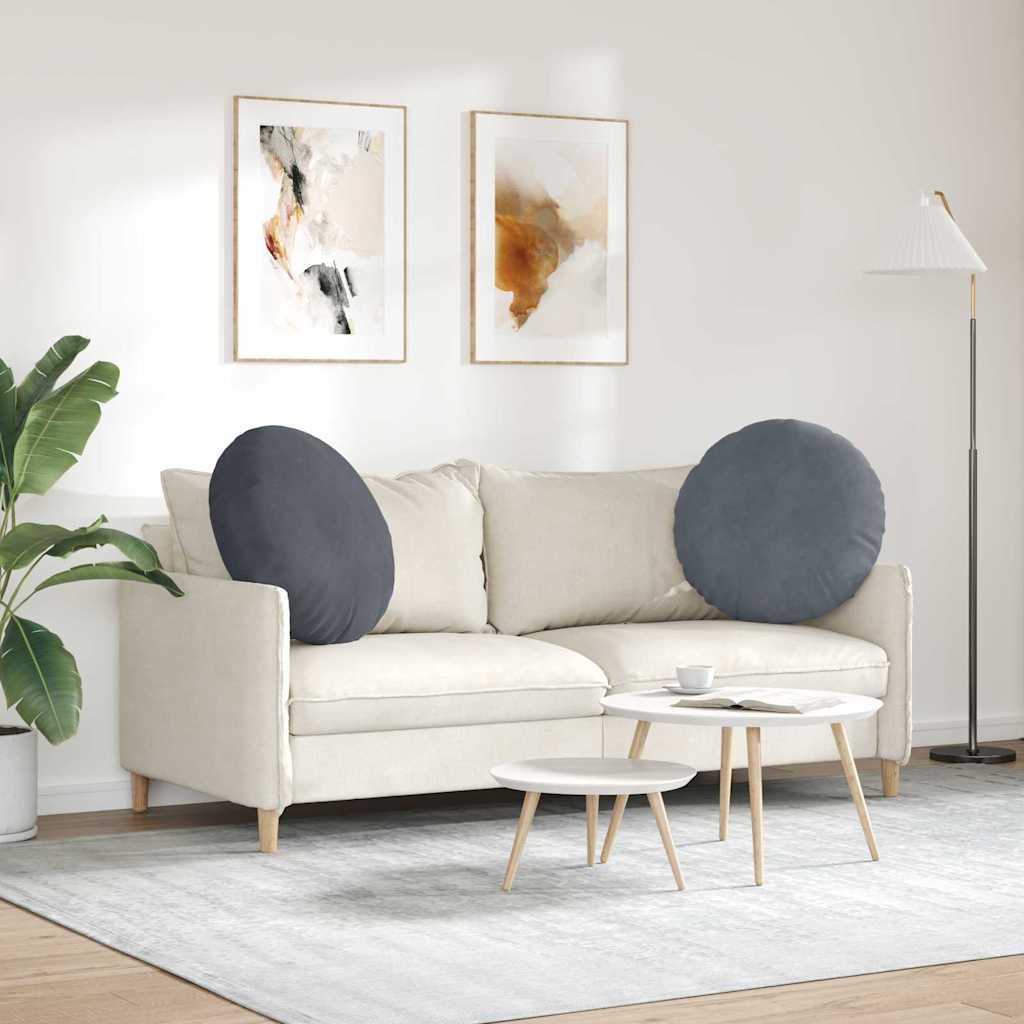 Sitzkissen 2 Stück Dunkelgrau Ø 60 x 21 cm Samt