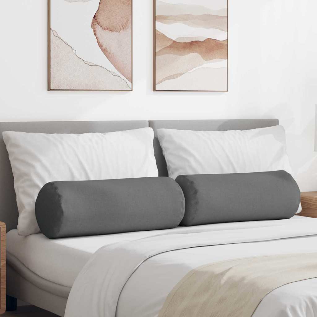 Bolsterkissen 2 Stück Dunkelgrau Ø 25 x 70 cm Stoff