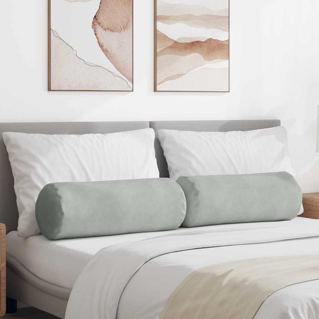 Bolsterkissen 2 Stück Hellgrau Ø 25 x 70 cm Cordstoff