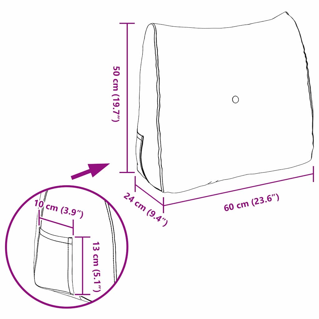 Rücken Kissen Hellgrau 60 x 24 x 50 cm Stoff