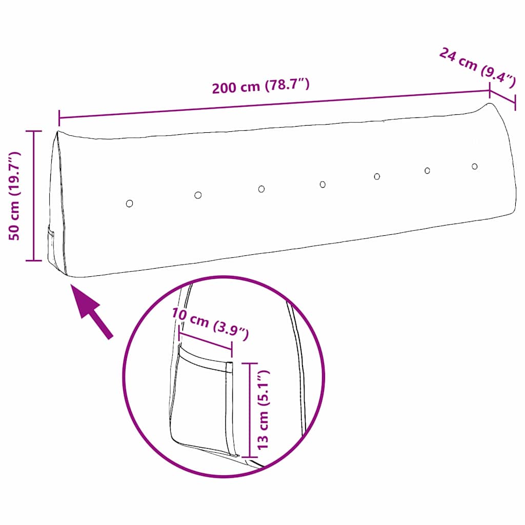 Rücken Kissen Hellgrün 200 x 24 x 50 cm Stoff