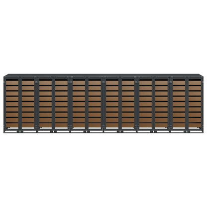 Wagenmüllbehälter für 6 Behälter 408 x 77,5 x 115,5 cm Stahl