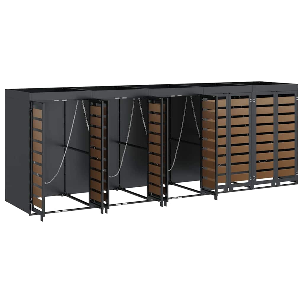 Wagenmüllbehälter für 5 Behälter 340 x 77,5 x 121,5 cm Stahl