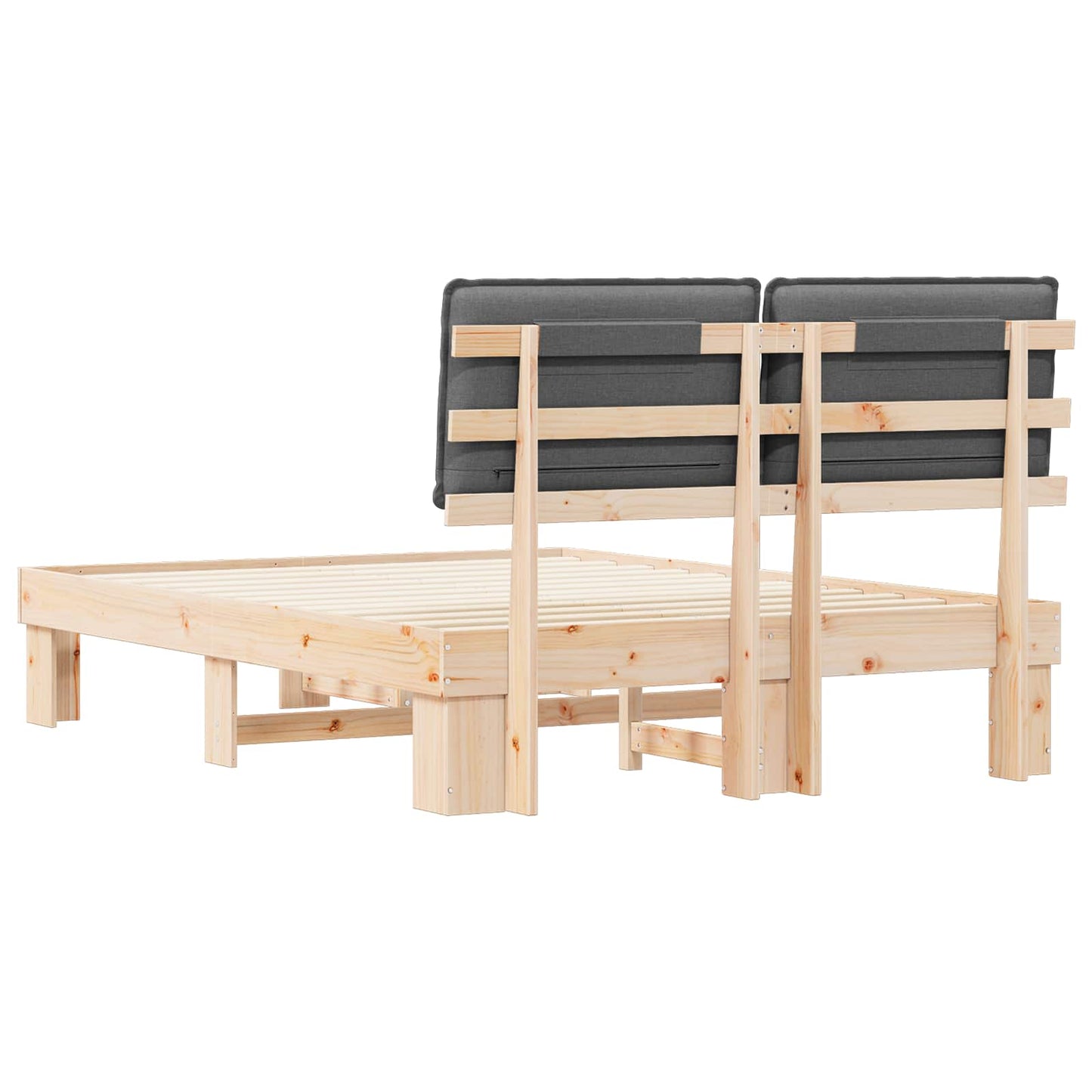 Bettgestell mit gepolstertem Kopfteil Dunkelgrau 160 x 200 cm