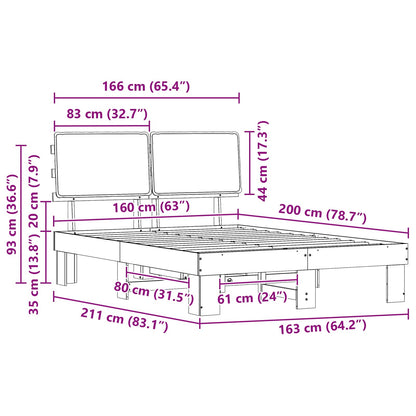 Bettgestell mit gepolstertem Kopfteil Dunkelgrau 160 x 200 cm