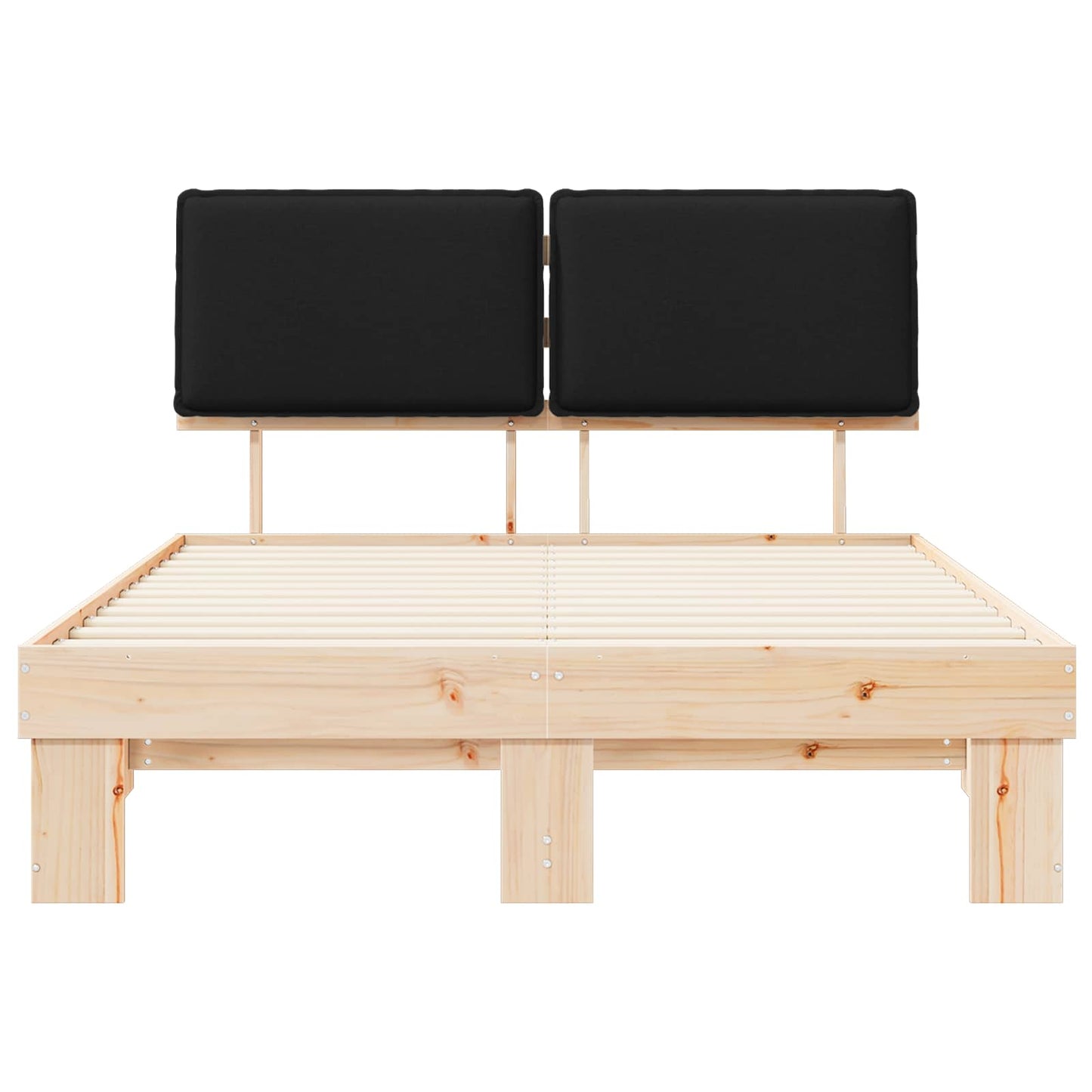 Bettgestell mit gepolstertem Kopfteil Schwarz 140 x 200 cm