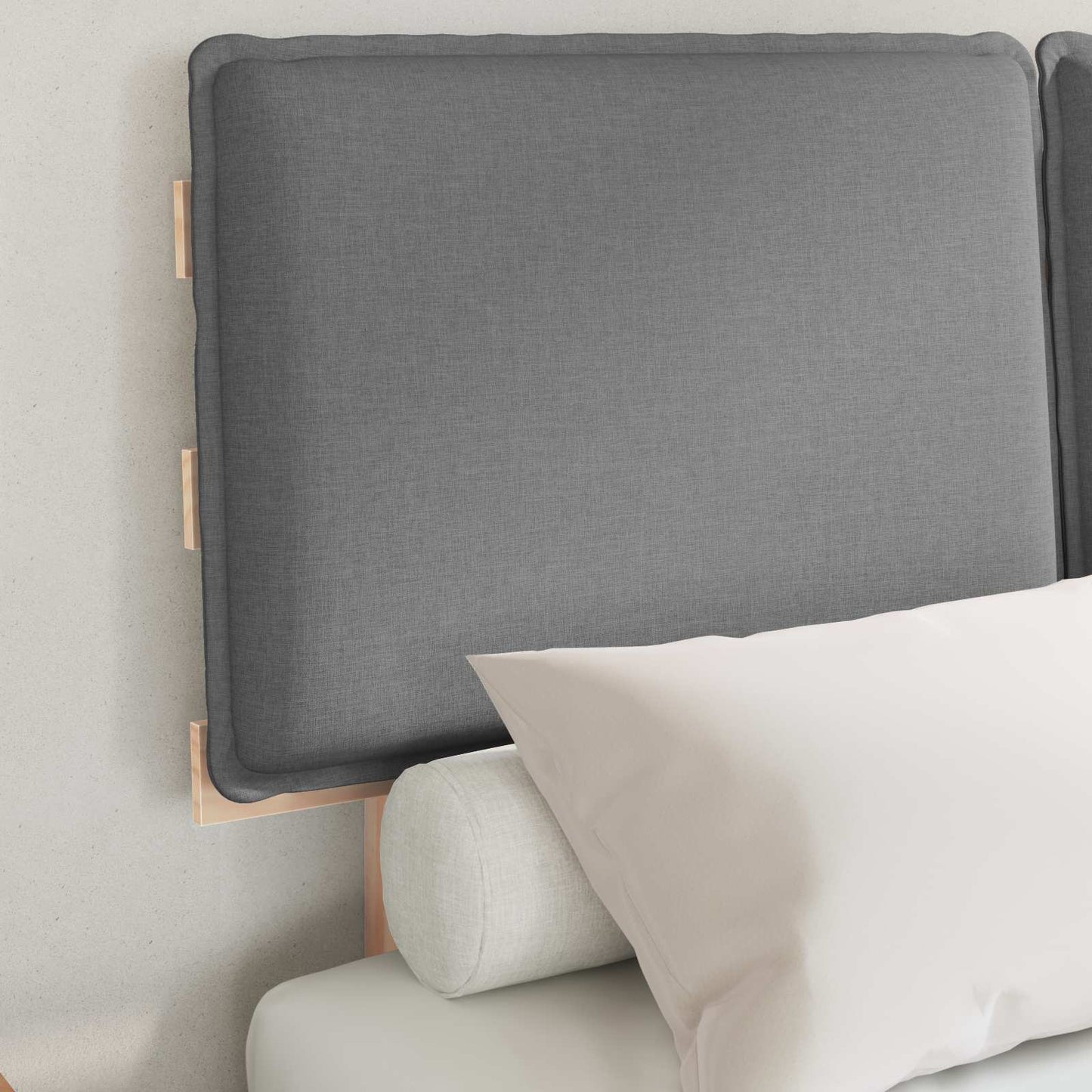 Bettgestell mit gepolstertem Kopfteil Hellgrau 120 x 200 cm