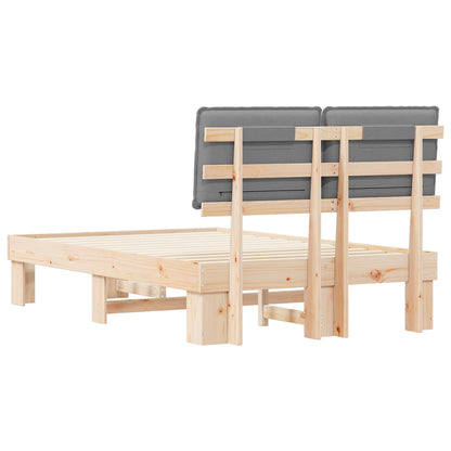 Bettgestell mit gepolstertem Kopfteil Hellgrau 120 x 200 cm