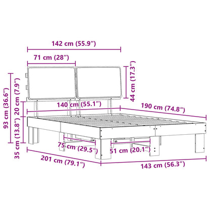 Bettgestell mit gepolstertem Kopfteil Taupe 140 x 190 cm