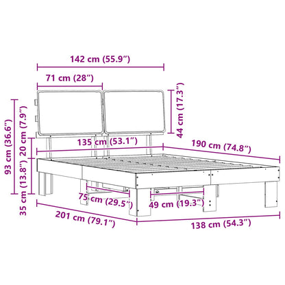 Bettgestell mit gepolstertem Kopfteil Taupe 135 x 190 cm