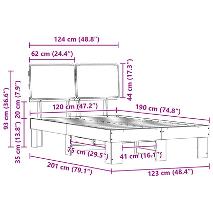 Bettgestell mit gepolstertem Kopfteil Schwarz 120 x 190 cm