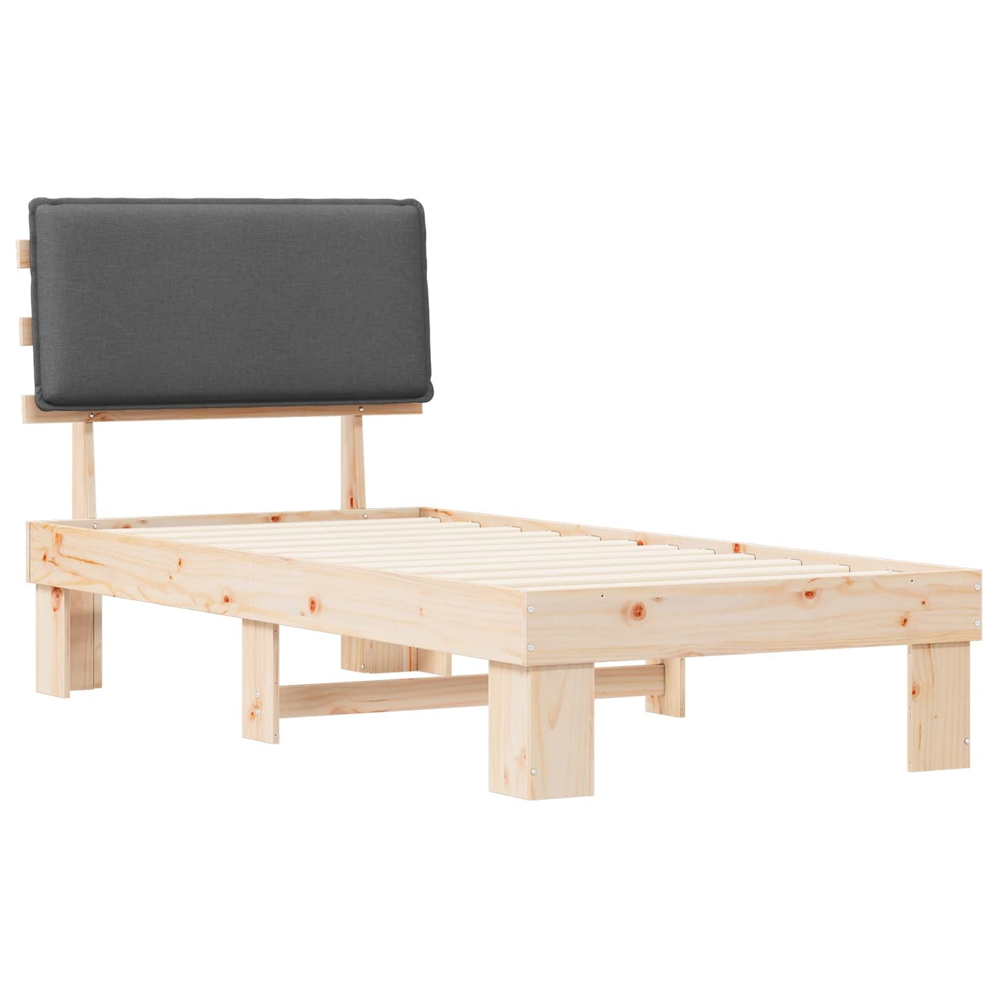 Bettgestell mit gepolstertem Kopfteil Dunkelgrau 90 x 200 cm