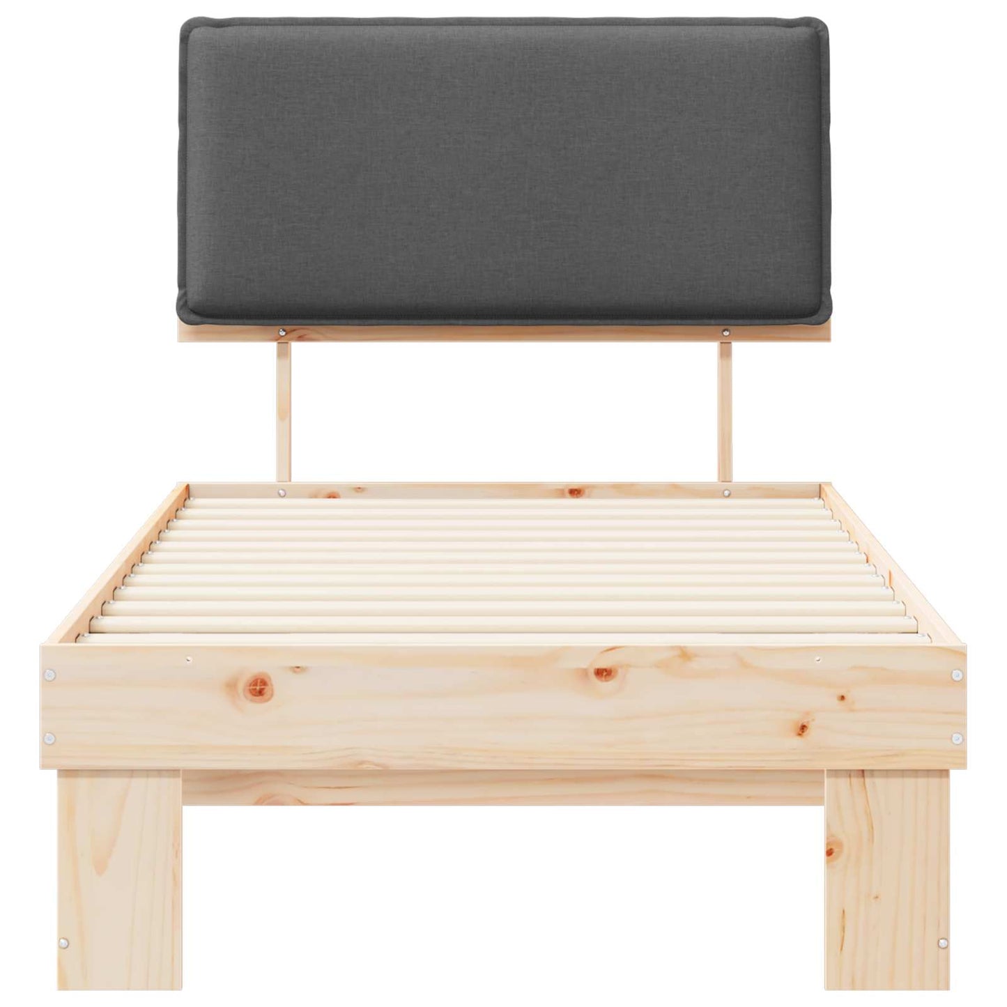 Bettgestell mit gepolstertem Kopfteil Dunkelgrau 90 x 200 cm
