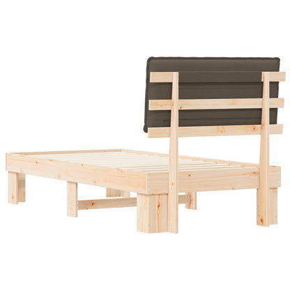 Bettgestell mit gepolstertem Kopfteil Taupe 90 x 200 cm