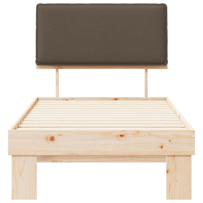 Bettgestell mit gepolstertem Kopfteil Taupe 90 x 190 cm