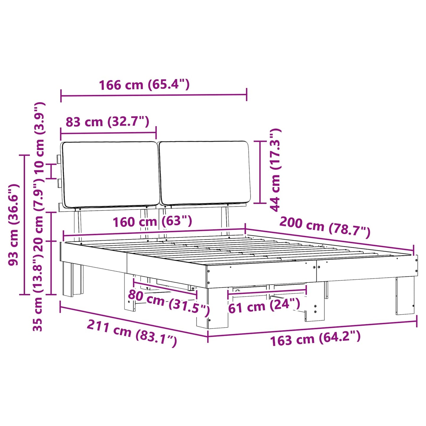 Bettgestell mit gepolstertem Kopfteil Taupe 160 x 200 cm