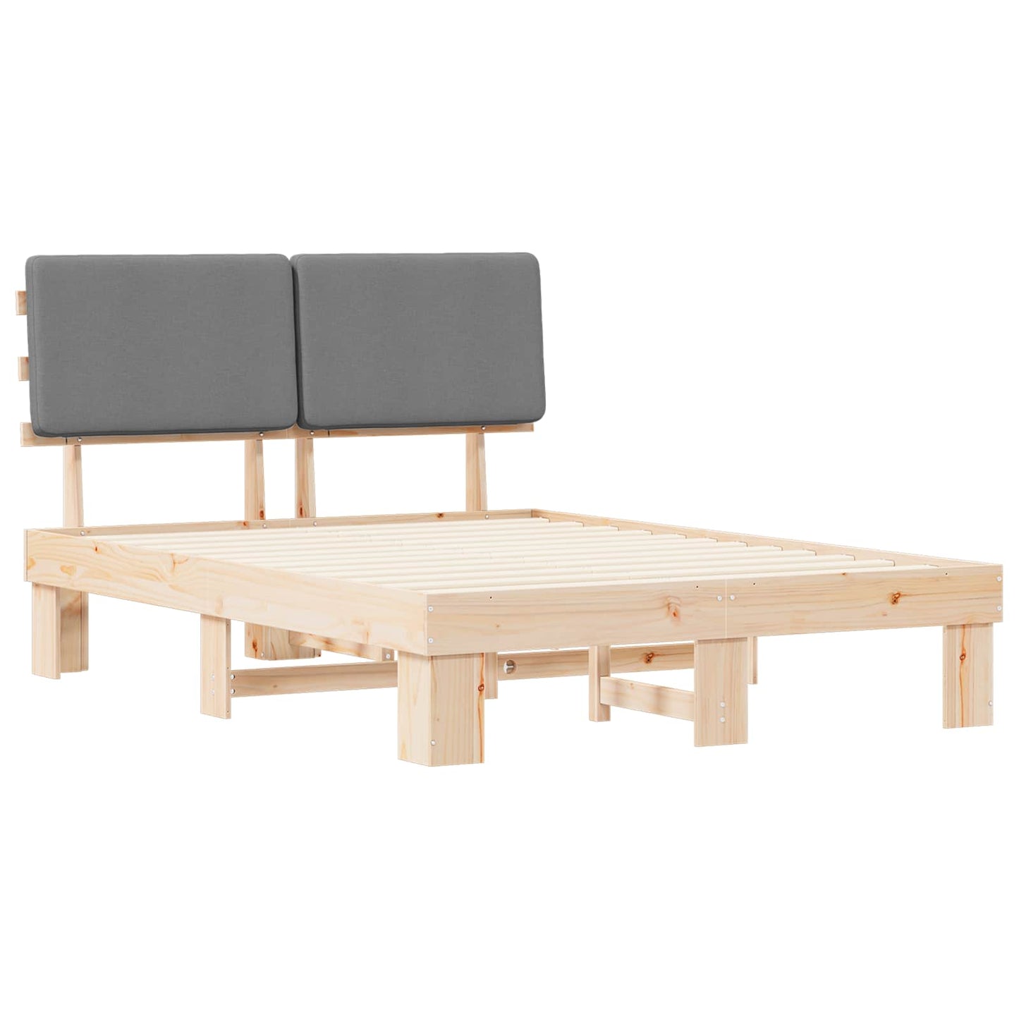 Bettgestell mit gepolstertem Kopfteil Hellgrau 150 x 200 cm