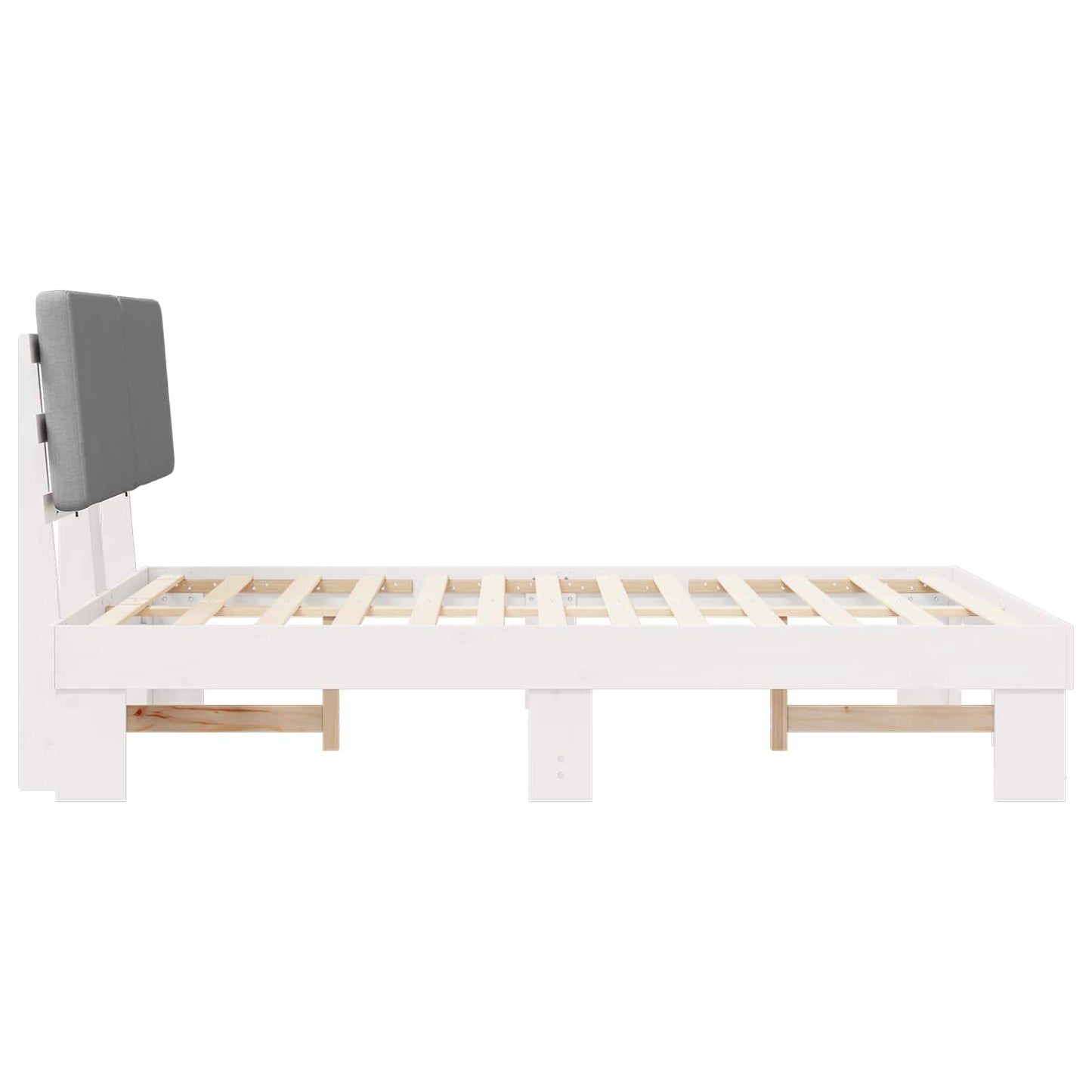 Bettgestell mit gepolstertem Kopfteil Hellgrau 140 x 200 cm